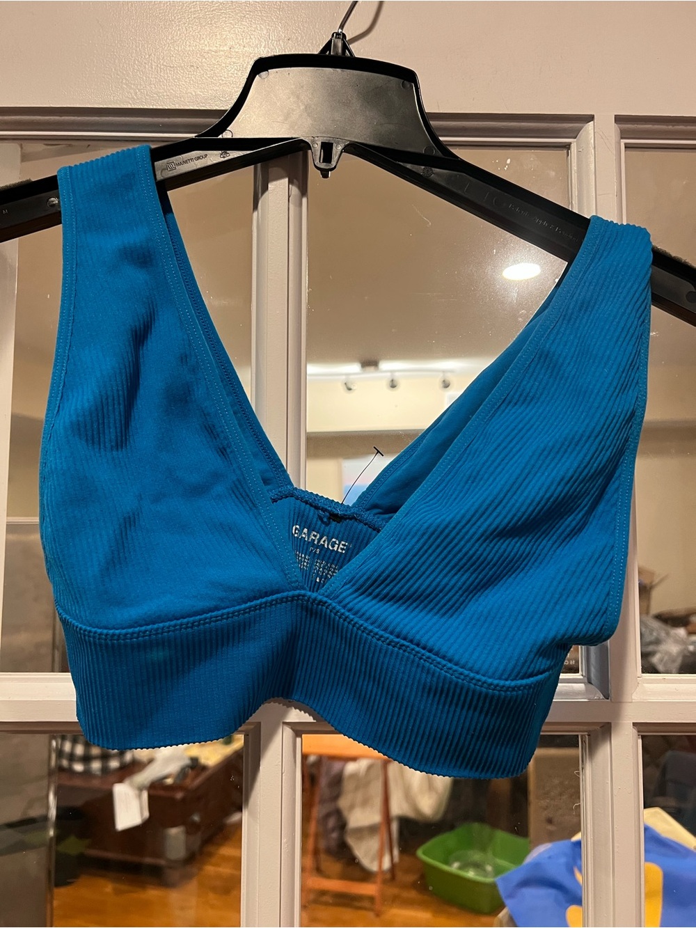 Garage Ribbed V-Neck Bralette in Teal